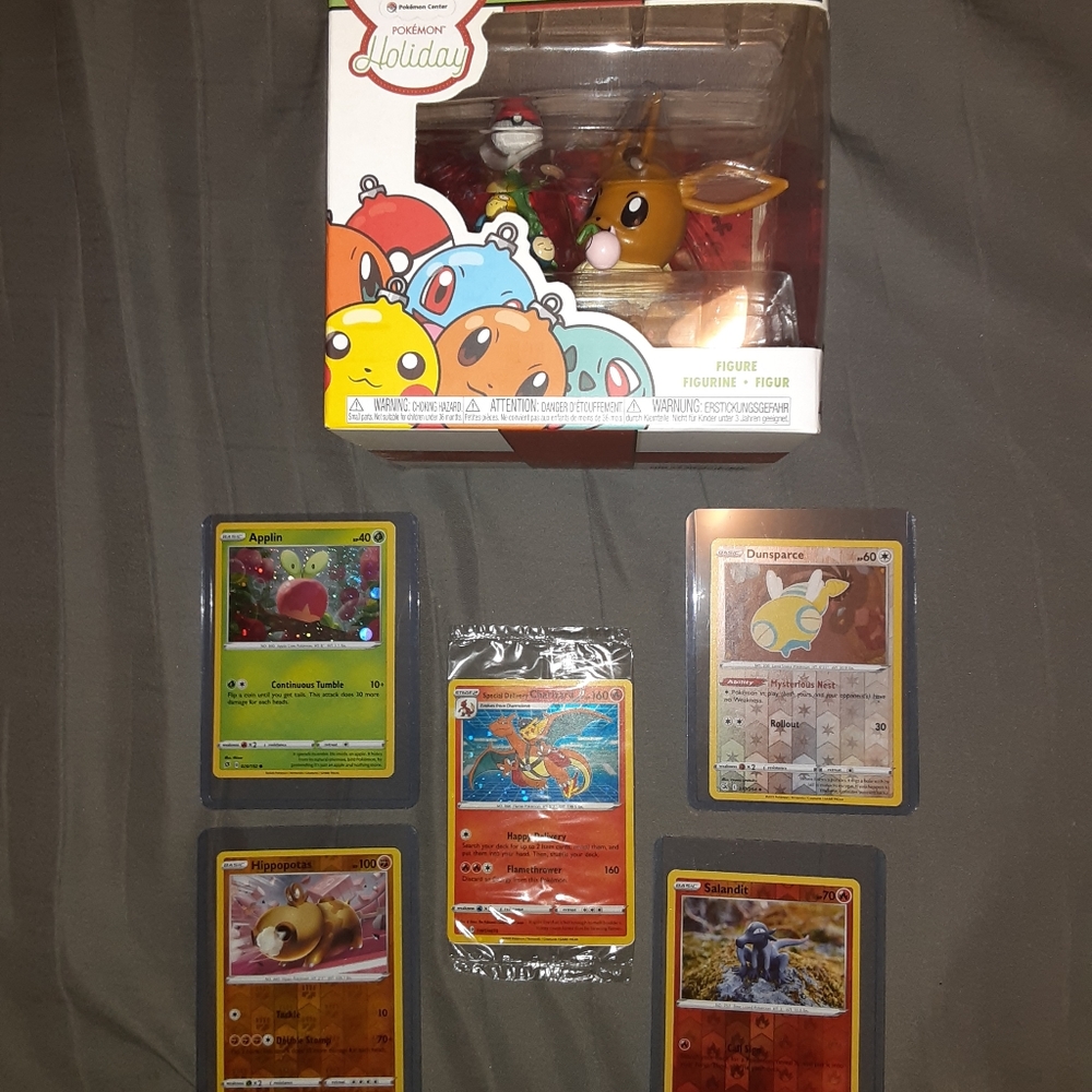 2020 special delivery charizard, funko holiday eevee and 4 extra holos.